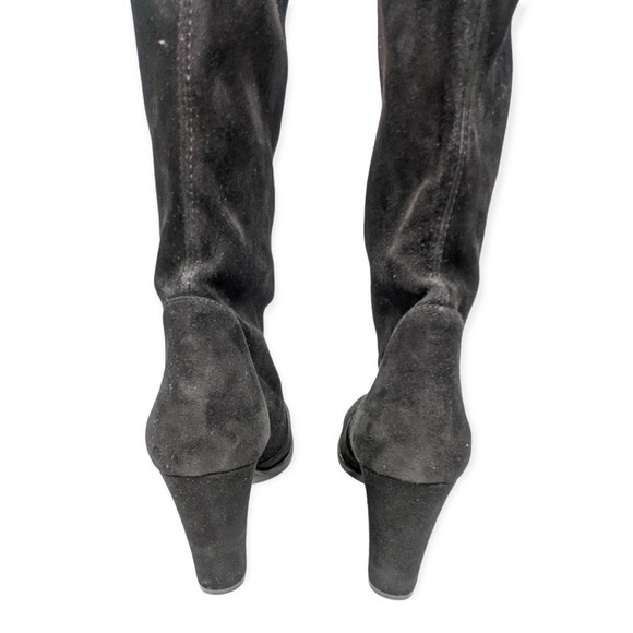 Stuart Weitzman Highland Over-The-Knee Tie Back Black Suede Heeled Boots 8.5 - Picture 8 of 16